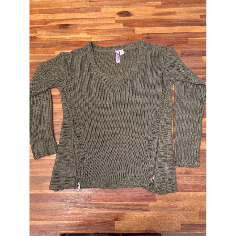 Prana Scoop Neck Sweater Women S Green Excellent Side Zipper Knit